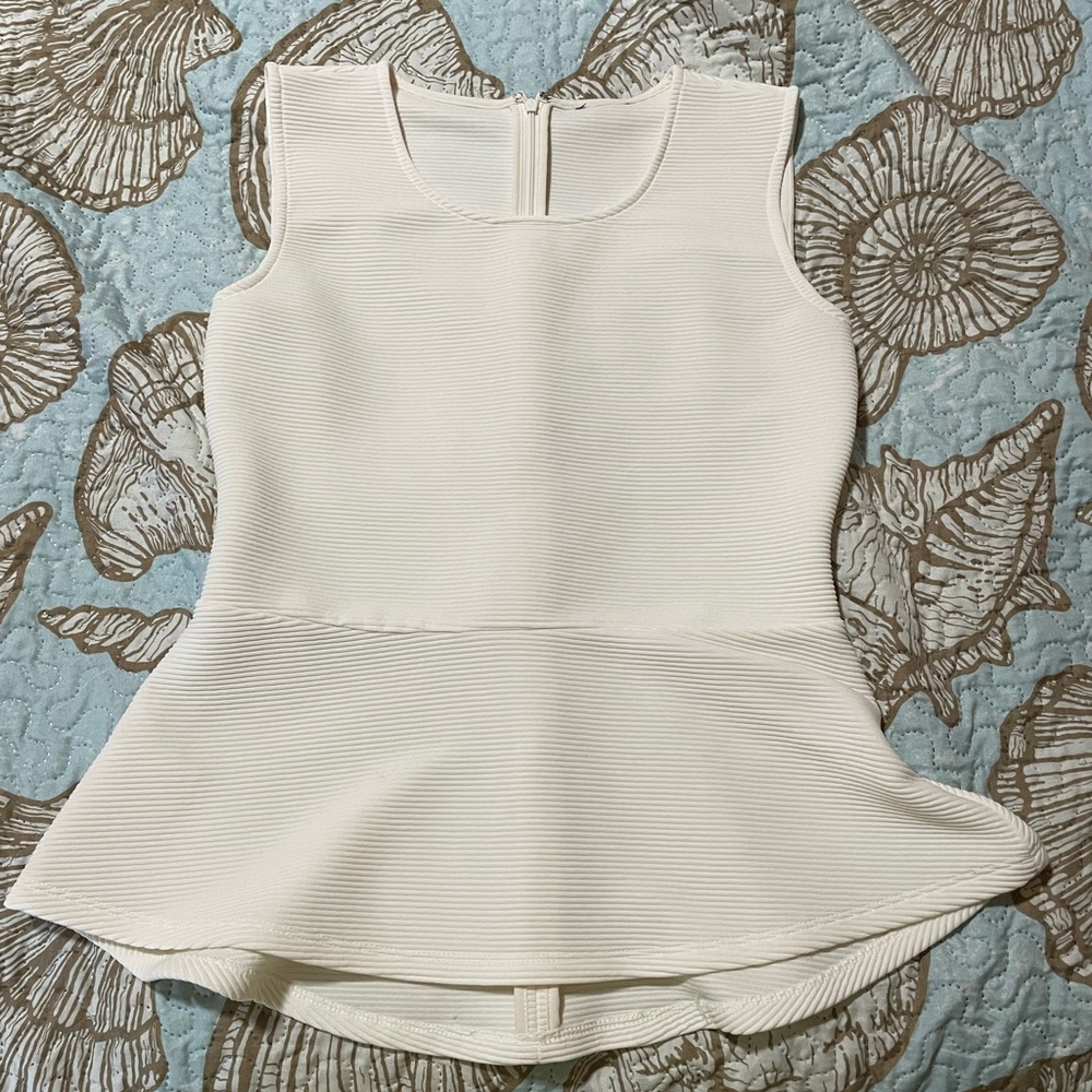 Ann Taylor ivory tailored peplum top